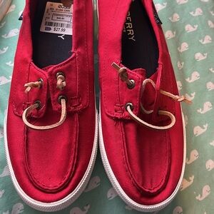 Sperry Vibrant Red Canvas Loafers
